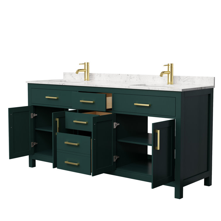 Beckett Green 72" Freestanding Double Vanity with Nickel Accents