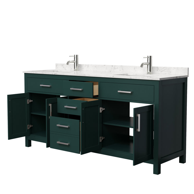 Beckett Green 72" Freestanding Double Vanity with Nickel Accents