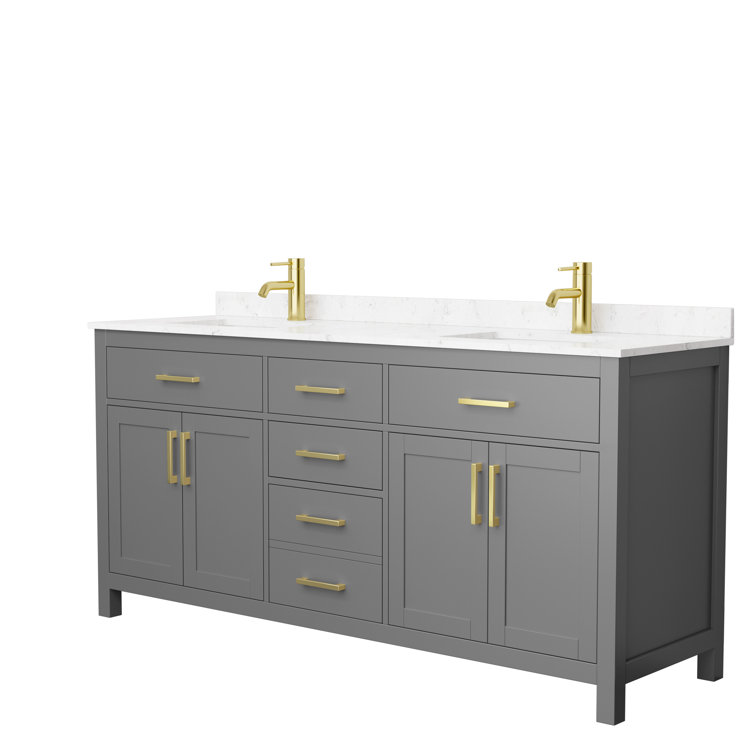 Beckett 72" Dark Gray Double Bathroom Vanity with Marble Top