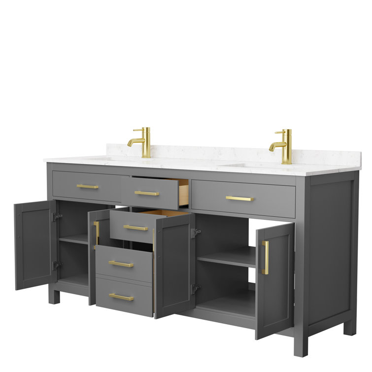 Beckett 72" Dark Gray Double Bathroom Vanity with Marble Top