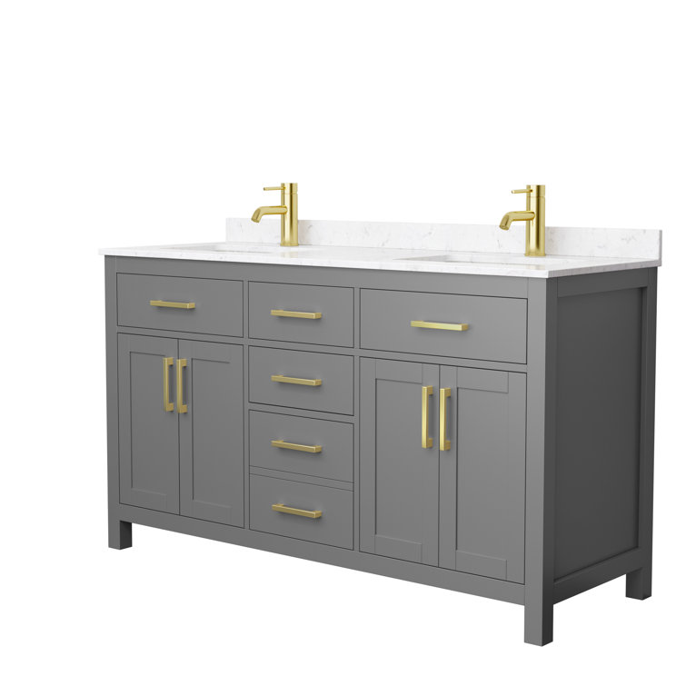 Beckett 60" Dark Gray Double Bathroom Vanity with Cultured Marble Top