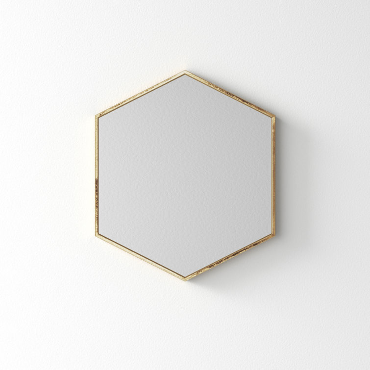 McNeer 22" x 25" Geometric Gold Hexagon Wall Mirror