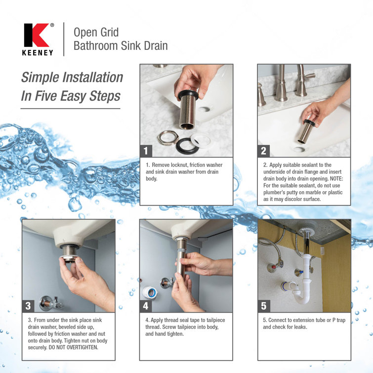 Polished Chrome Universal Grid Bathroom Sink Drain