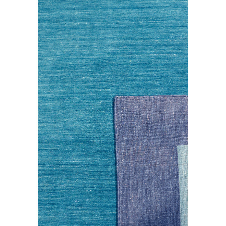 Handmade Blue Viscose 4' x 6' Rectangular Rug