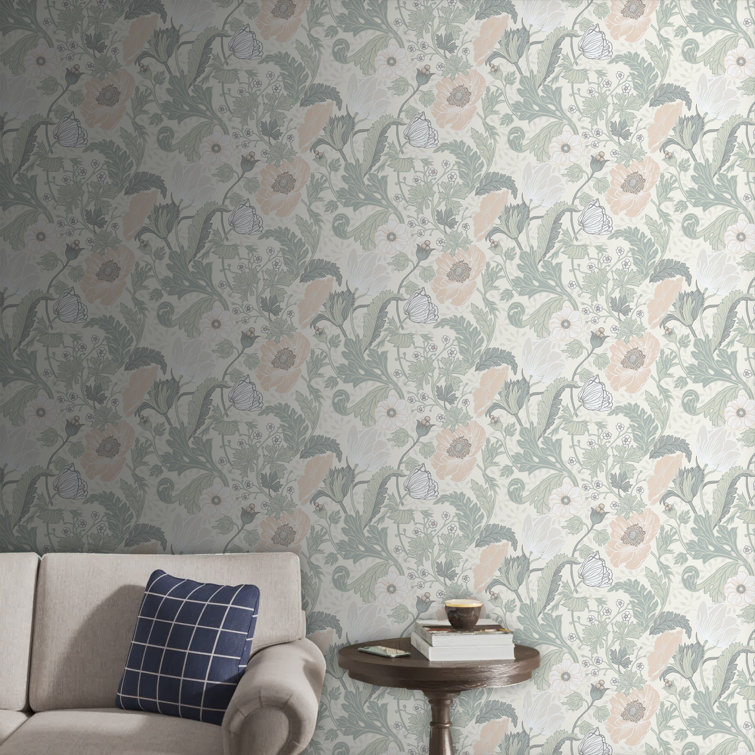 Light Gray Floral Non-Woven Wallpaper Roll