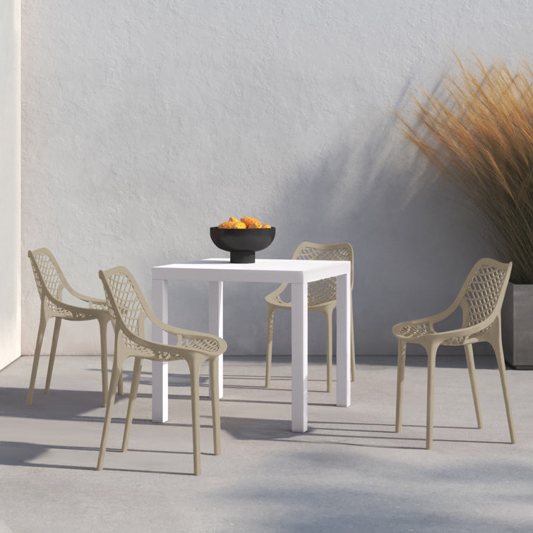 Taupe Square 4-Person Plastic Outdoor Dining Set