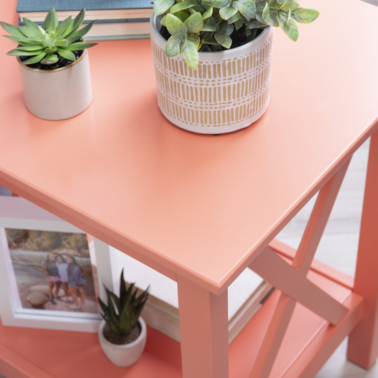 Davis Coral Painted Pine Coastal Square End Table