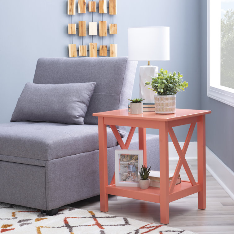 Davis Coral Painted Pine Coastal Square End Table