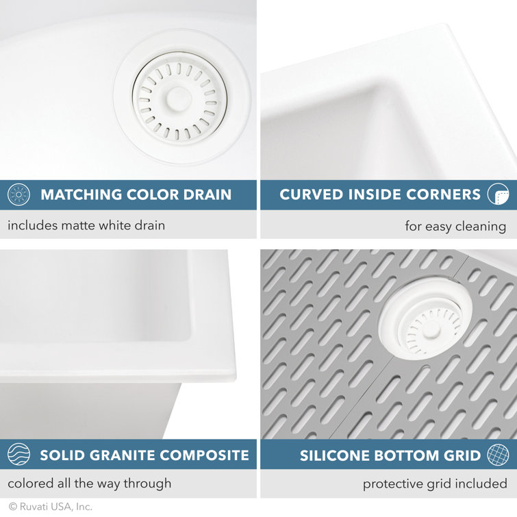 White Granite Composite Drop-in Workstation Sink with Accessories