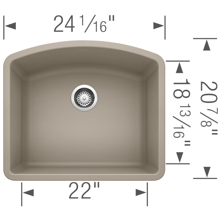 Truffle Granite Composite 24" Single Bowl Undermount Kitchen Sink