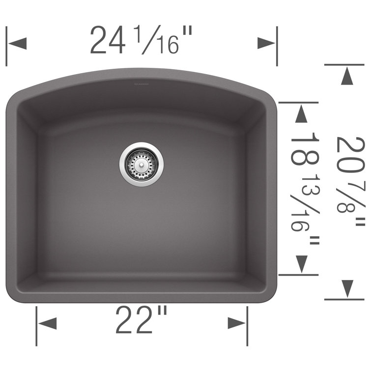 Cinder Granite Composite Single Bowl Undermount Kitchen Sink