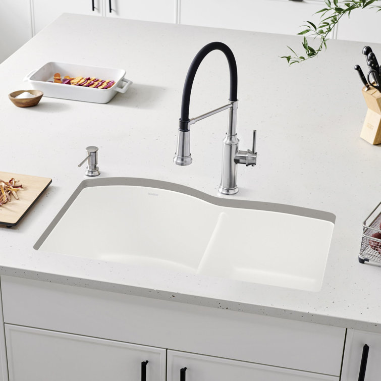 Cinder Gray Granite Composite Double Bowl Undermount Kitchen Sink