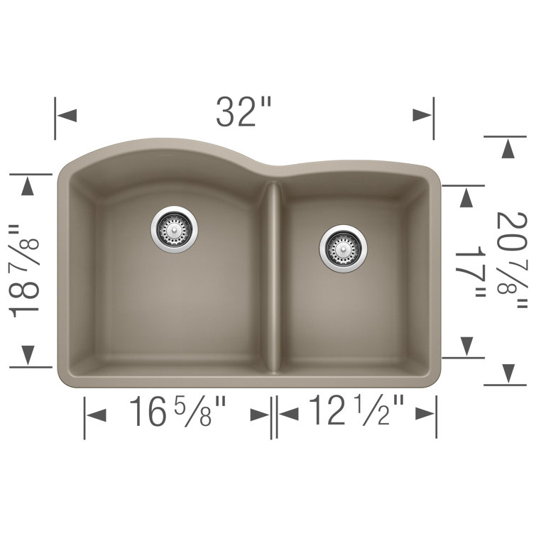 Truffle Stone Double Bowl Undermount Kitchen Sink