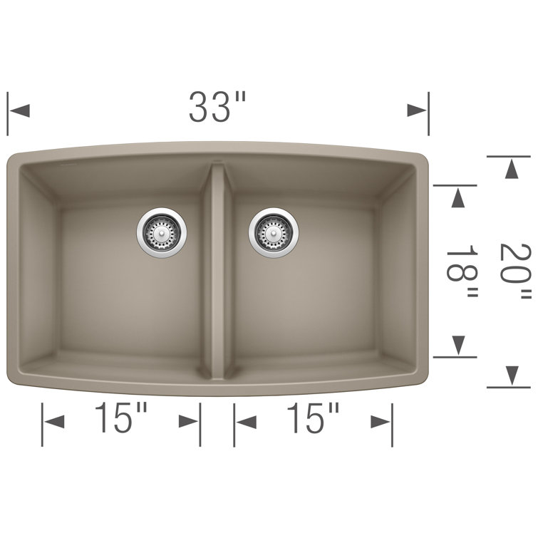 Truffle Stone 33" Double Bowl Undermount Kitchen Sink