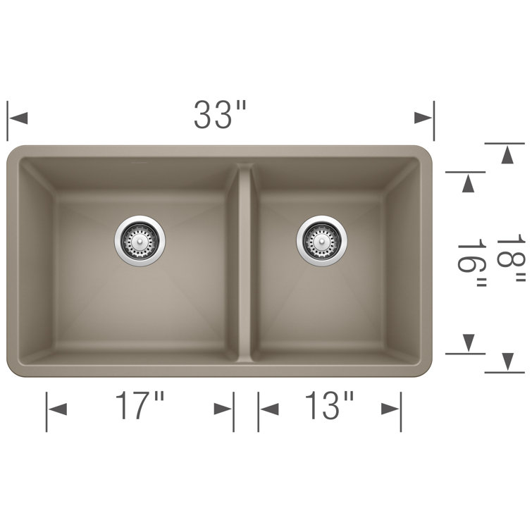 Truffle Stone Double Bowl 33" Undermount Kitchen Sink