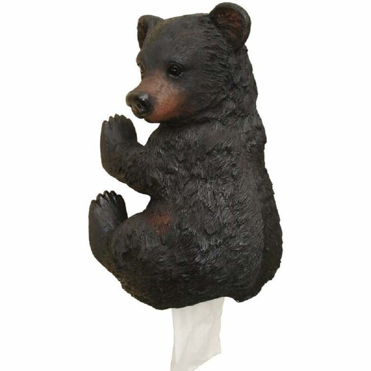 Black Bear Cub Wall-Mounted Resin Toilet Paper Holder