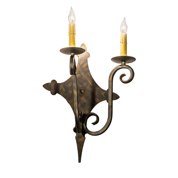 French Bronze 2-Light Iron Candle Wall Sconce