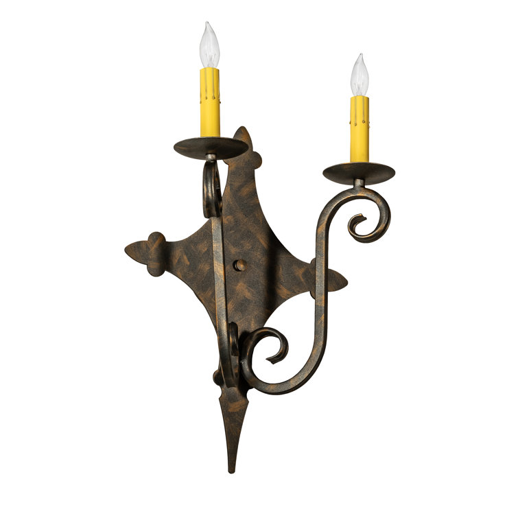 French Bronze 2-Light Iron Candle Wall Sconce