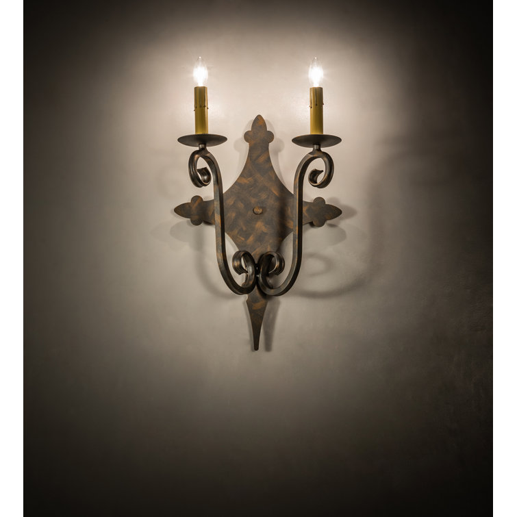 French Bronze 2-Light Iron Candle Wall Sconce