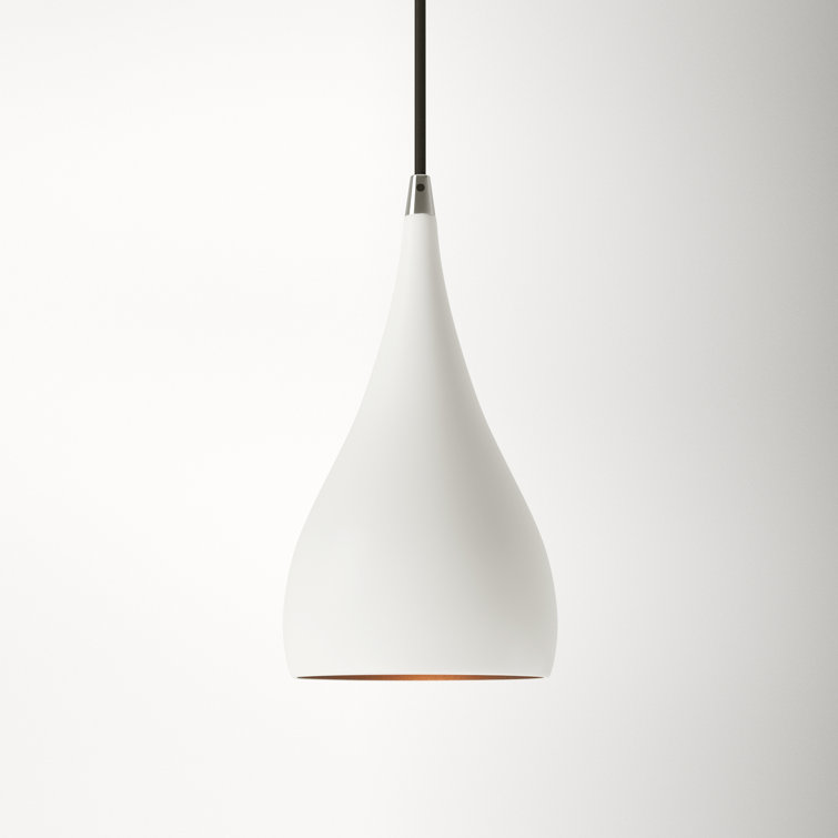 Shiny White Aluminum Teardrop Pendant Light