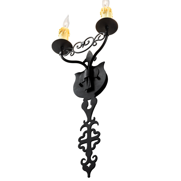 Merano Black Steel 2-Light Candle Wall Sconce
