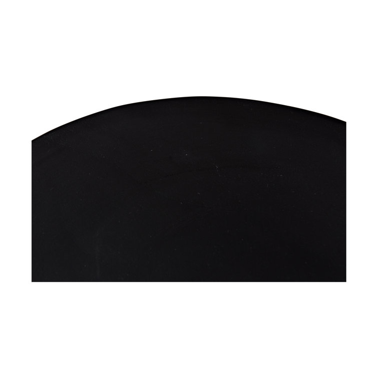 Black Round Solid Wood Sculpted End Table
