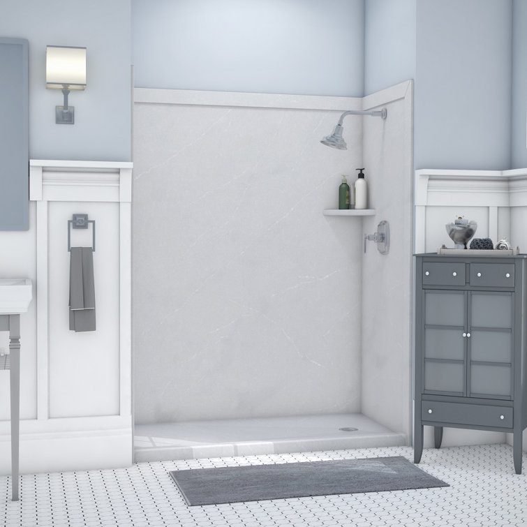 Adaptable Sea Salt Gray 60" x 60" x 80" Alcove Shower Kit