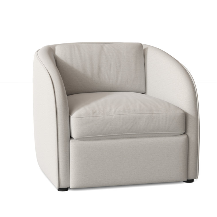 Elegant White Leather Swivel Barrel Chair with Down Cushion