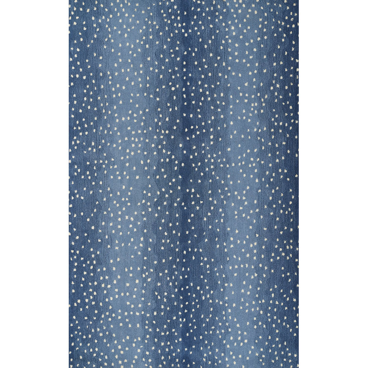 Denim Blue Hand-Tufted Wool Runner Rug