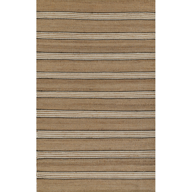Brown Stripe 8' x 10' Wool Chenille Flat Woven Rug