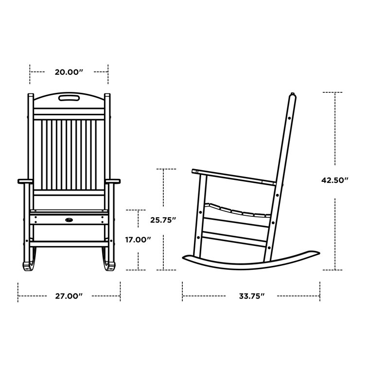 Dark Green Recycled Plastic Outdoor Rocking Chair with Cushions