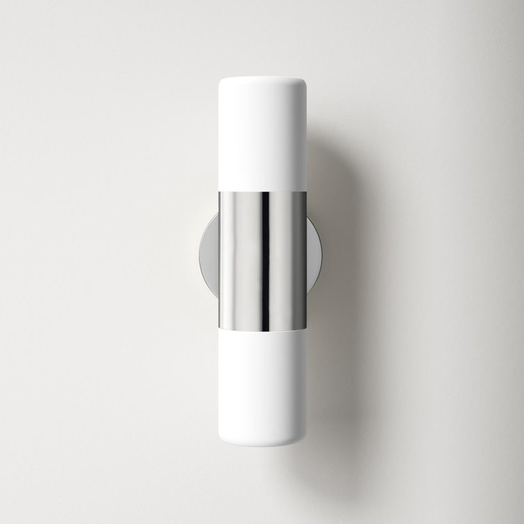 Polished Nickel 2-Light Glass Drum Shade Sconce