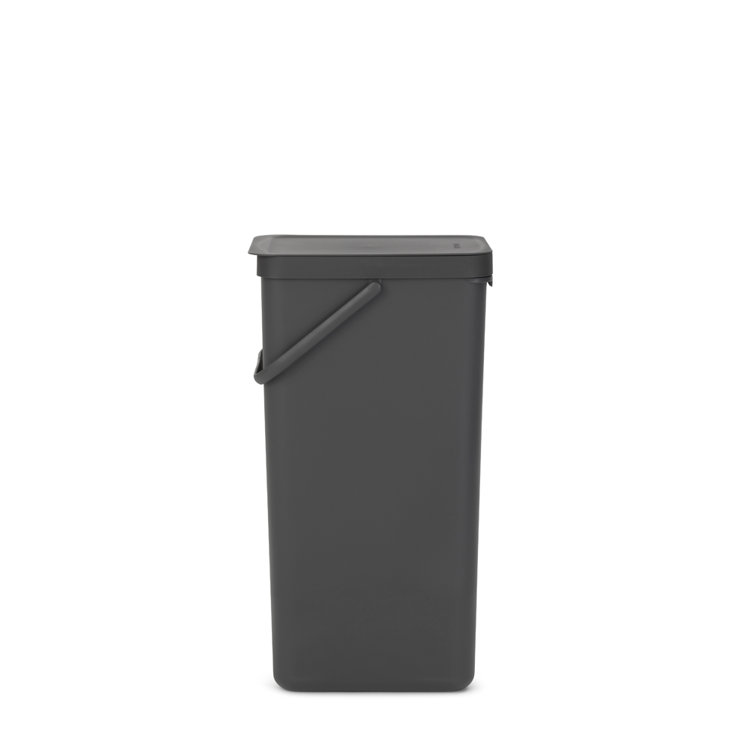 Dark Gray 10.6 Gallon Plastic Recycling Bin with Lid