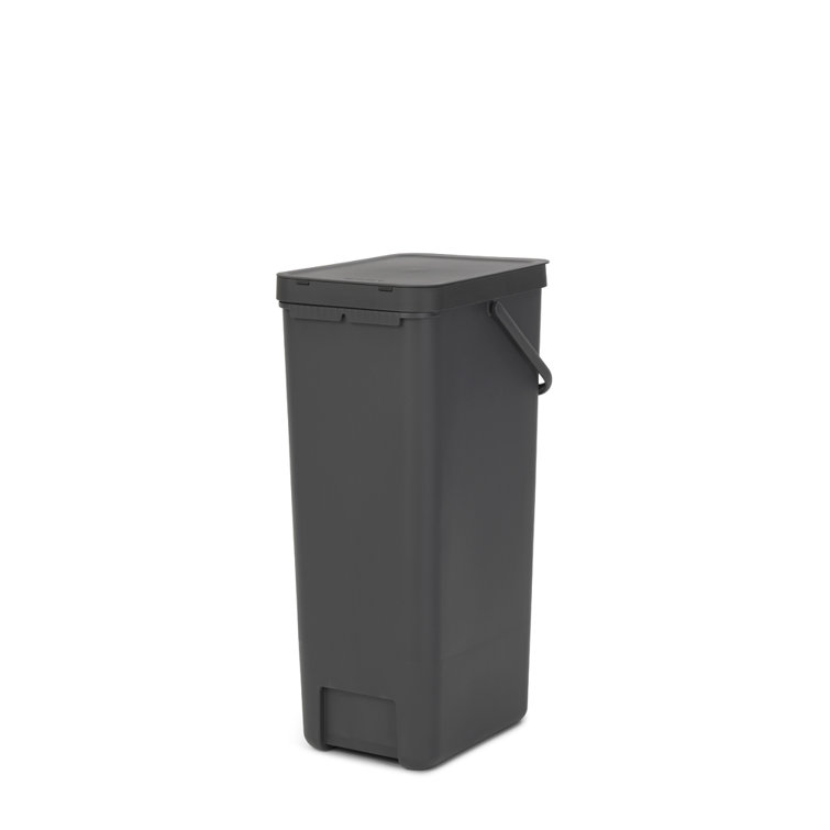 Dark Gray 10.6 Gallon Plastic Recycling Bin with Lid