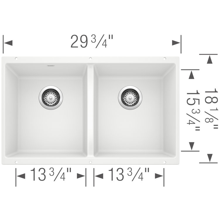 White Granite Double Bowl Undermount Kitchen Sink