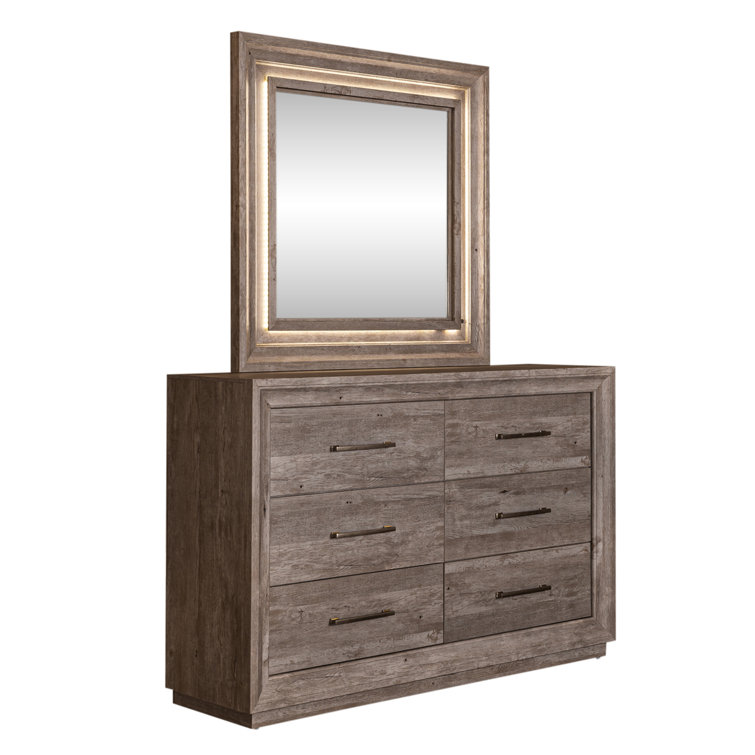 Greystone Queen Panel Bed with Dresser and Mirror
