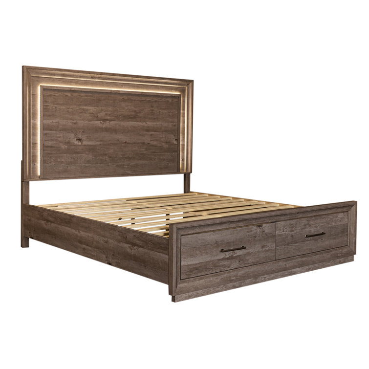 Greystone Queen Panel Storage Bed with Dresser and Mirror