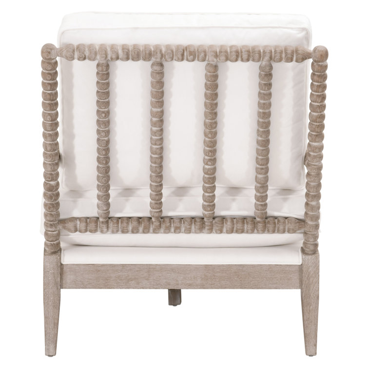 Natural Gray Oak and Pearl Upholstered Chaise Lounge with Brass Castors
