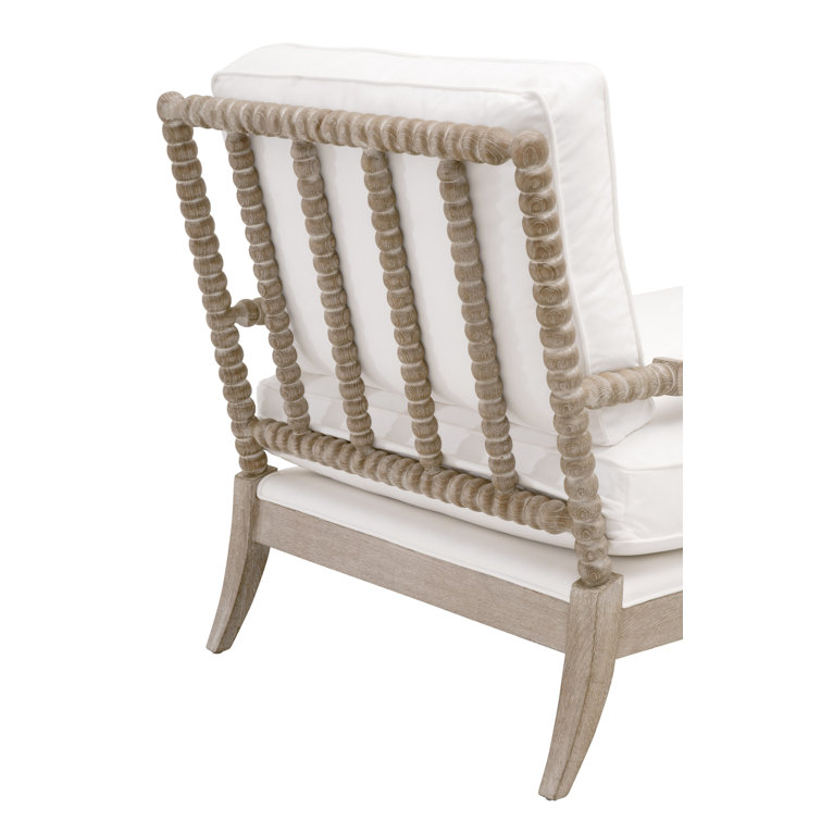 Natural Gray Oak and Pearl Upholstered Chaise Lounge with Brass Castors