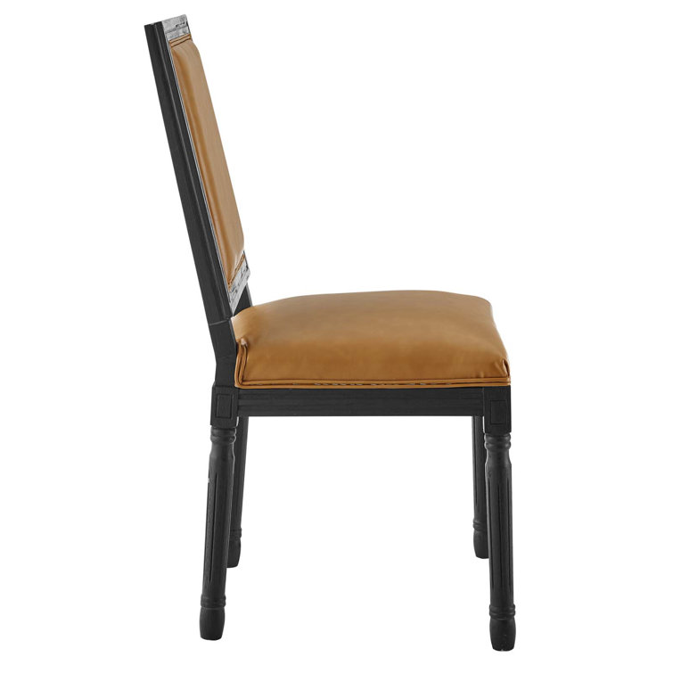 Black and Light Gray Upholstered Leather Side Chair with Wood Frame