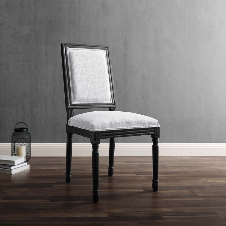 Black and Light Gray Upholstered Leather Side Chair with Wood Frame