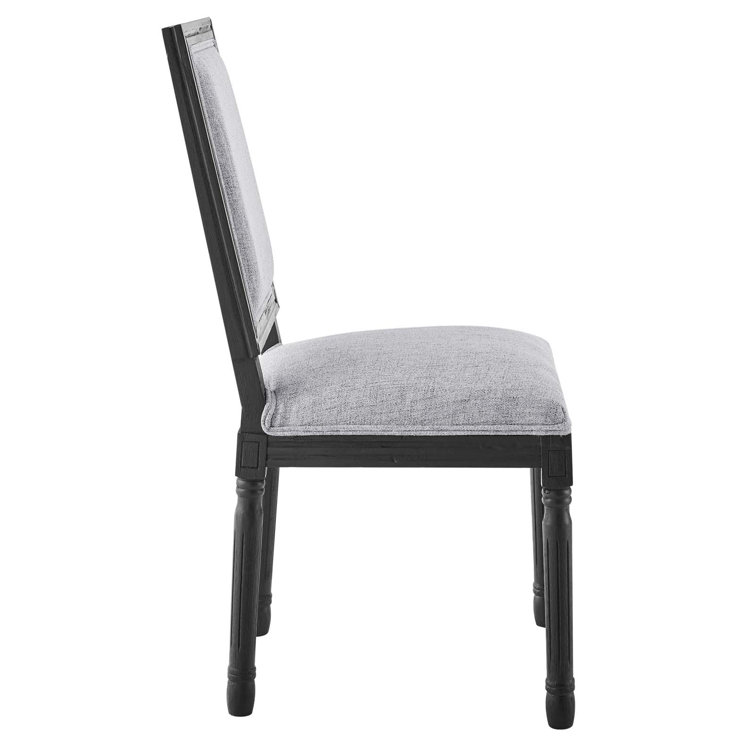 Black and Light Gray Upholstered Leather Side Chair with Wood Frame