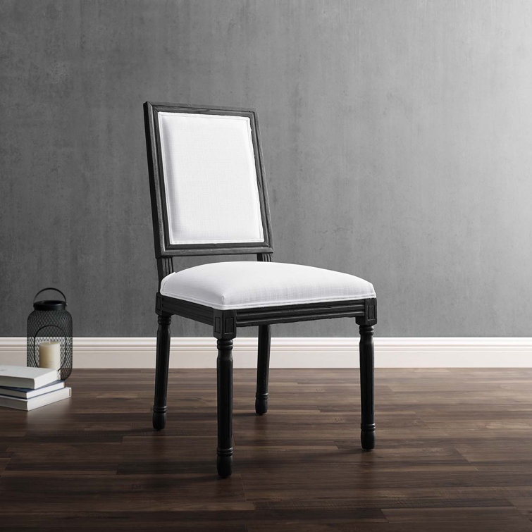 Black and Light Gray Upholstered Leather Side Chair with Wood Frame
