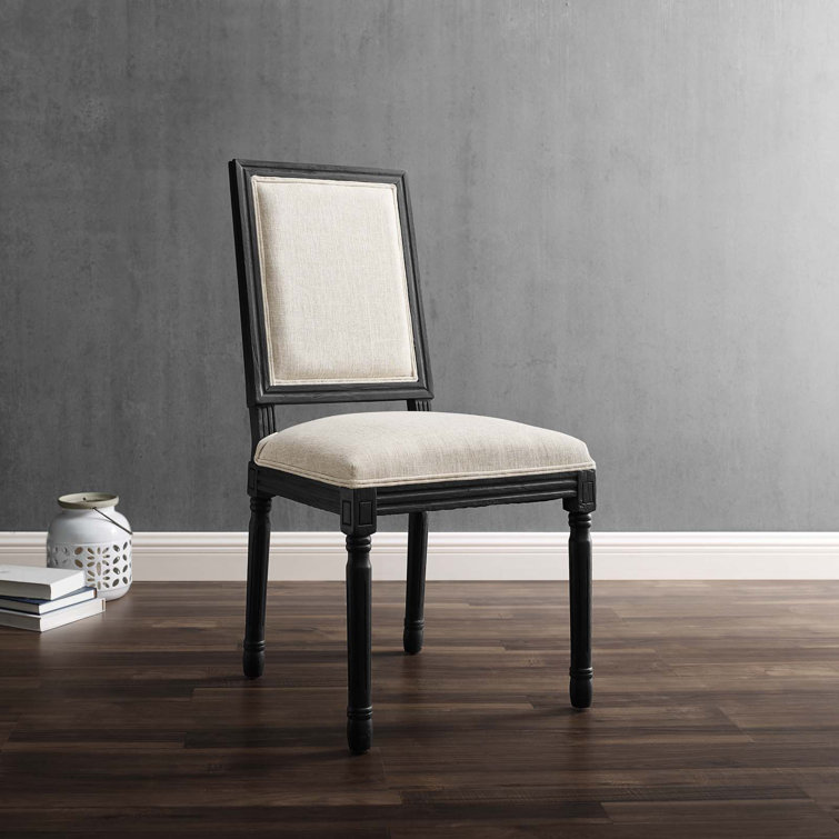 Black and Light Gray Upholstered Leather Side Chair with Wood Frame