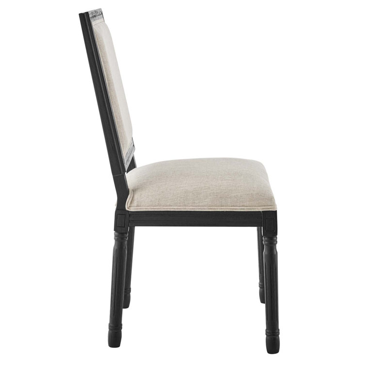 Black and Light Gray Upholstered Leather Side Chair with Wood Frame