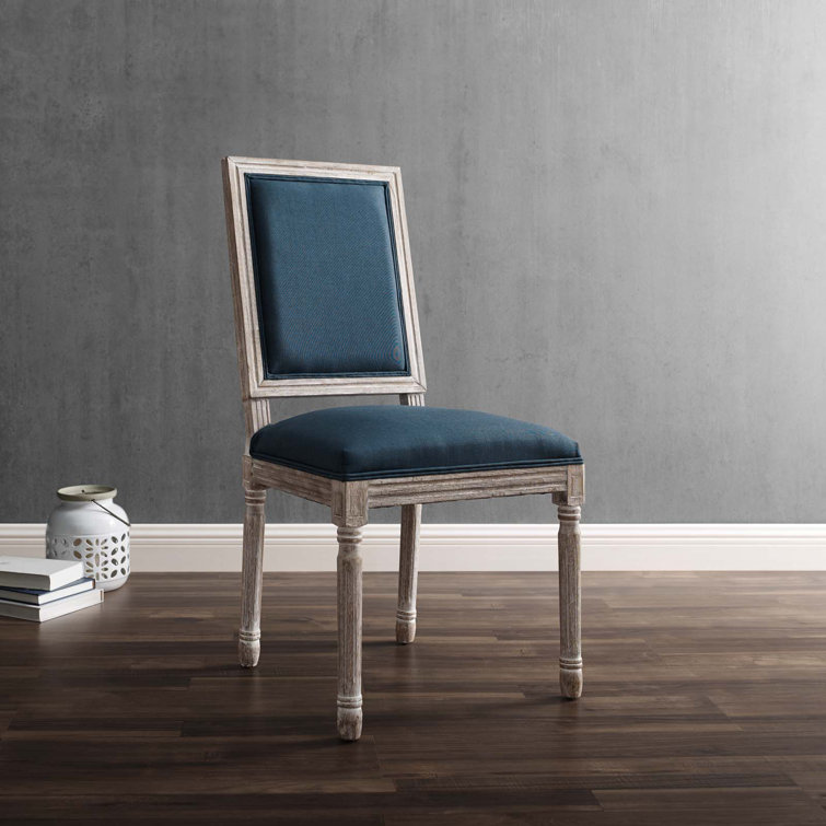 Natural Gray Vintage French Inspired Upholstered Leather Side Chair