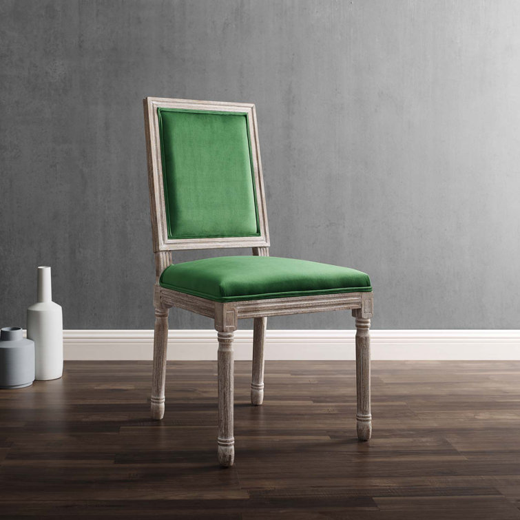 Natural Gray Vintage French Inspired Upholstered Leather Side Chair