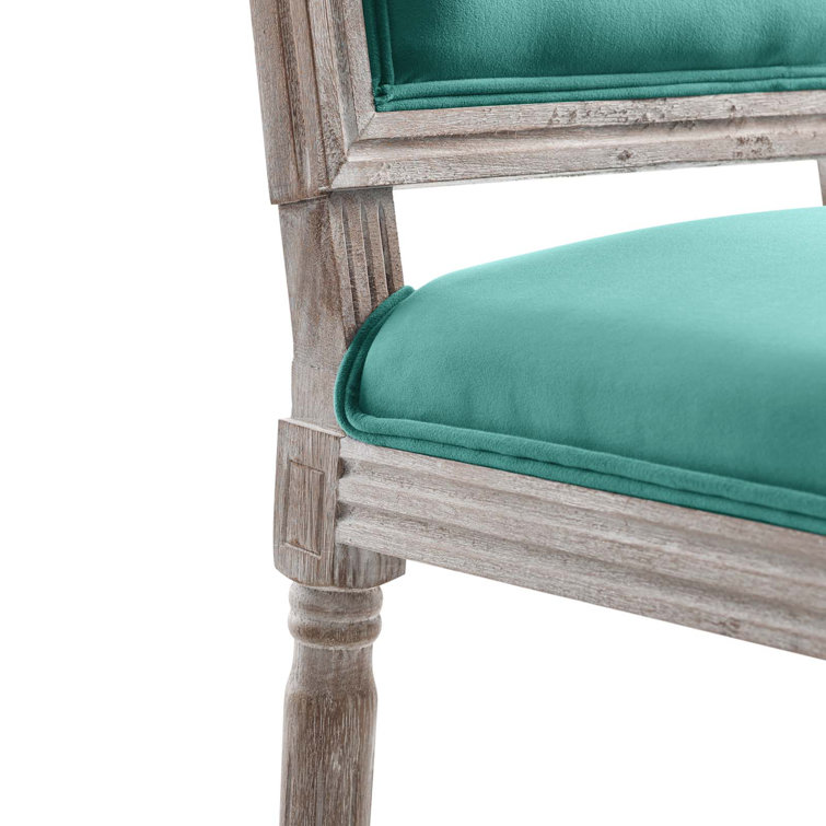 Natural Gray Vintage French Inspired Upholstered Leather Side Chair