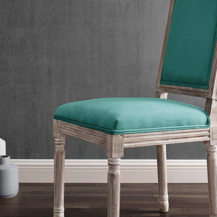 Natural Gray Vintage French Inspired Upholstered Leather Side Chair