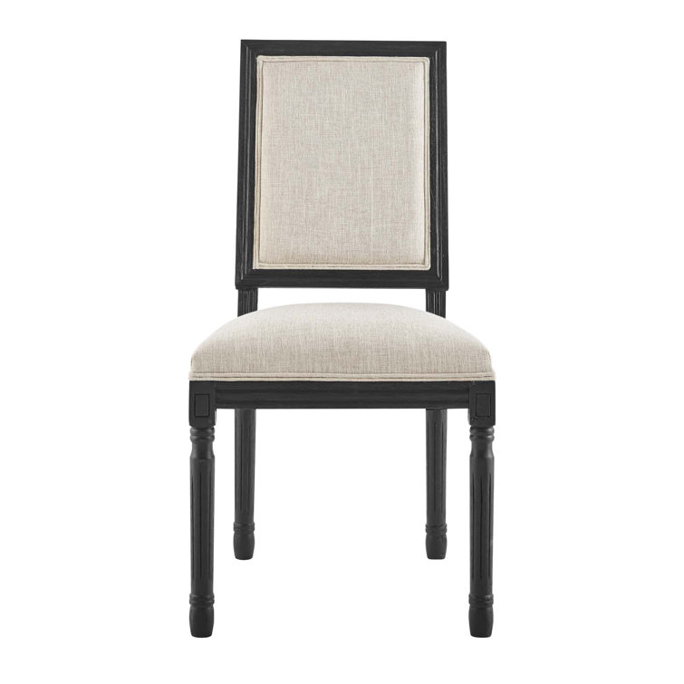 Black and Light Gray Upholstered Leather Side Chair with Wood Frame